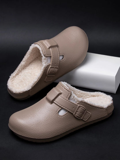Men Plush Lined Outdoor Anti-slip Garden Shoes Warm Fuzzy Slippers For Women Winter New Cotton Slippers Fuzzy Home Slides