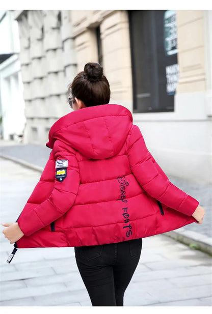 2025 New Winter Parkas Women Jacket Hooded Thick Warm Short Jacket Cotton Padded Parka Basic Coat Female Outerwear 5XL