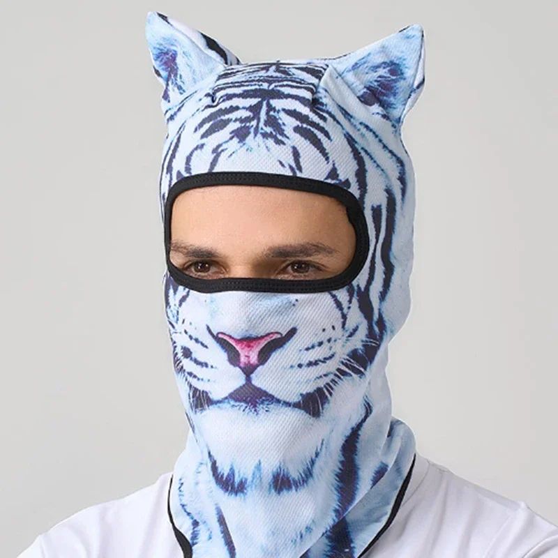 Cute 3D Cat Balaclava Full Face Hood for Men Women, Animal Ski Mask for Snowboard Motocross, Winter Warm Face Cover Gift
