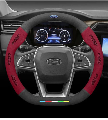 Capa de Volante de Camurça Antiderrapante para Carros Ford Mondeo Focus Raptor Puma Edge Explorer Ecosport Ranger F150 Kuga Fiesta Fusion