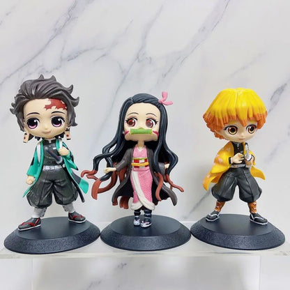 Boneco de 15cm Anime Demon Slayer Nezuko Tanjirou Zenitsu Inosuke Kyoujurou Shinobu Giyuu Qposket, Brinquedo Infantil, Presente de Natal