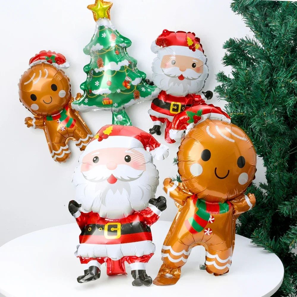 Christmas Santa Claus Gingerbread Man Xmas Tree Foil Balloons for Christmas Home Party Aluminum Film Balloon Decor Supplies