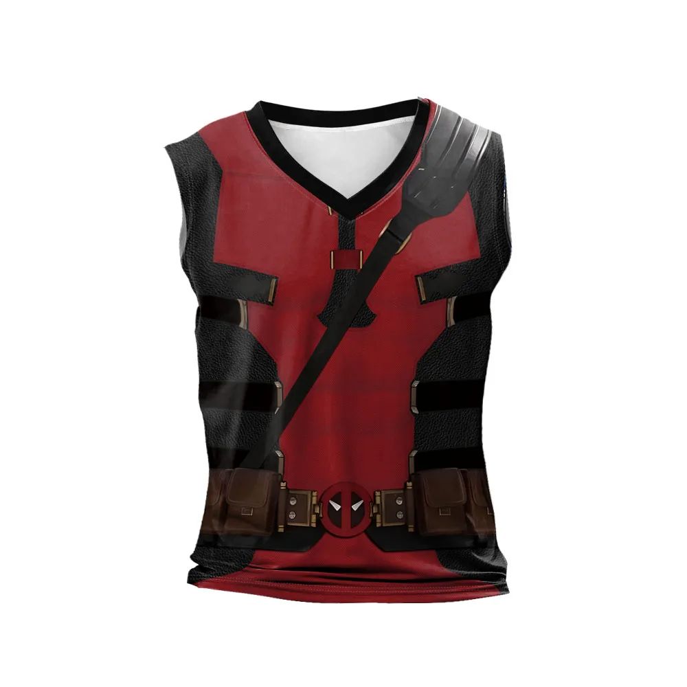 Halloween T-Shirt Red Shirt Men Tanks Halloween Cosplay Costume Hero Long Sleeved Tees Tanks Men Top Carnival Party Outfit