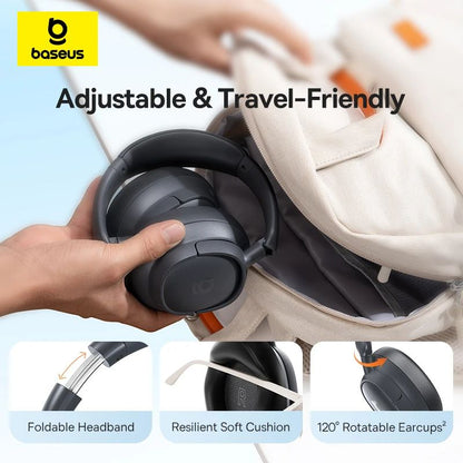 Baseus Bass BH1 Wireless Headphones Bluetooth 6.0 SuperBass 2.0 Over Ear Headset ENC Clear Calls 80hours Playtime Earphones