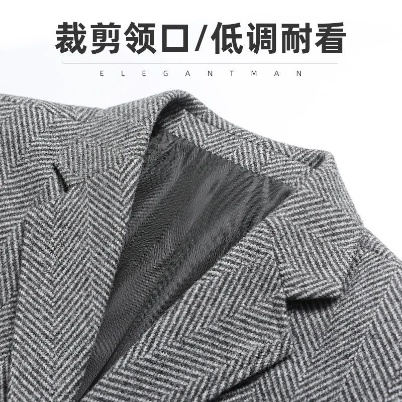 Mens Blazer Fashion Business Handsome Gentleman Korean Version of British Style Leisure Slim Solid Color Wedding Work Blazer