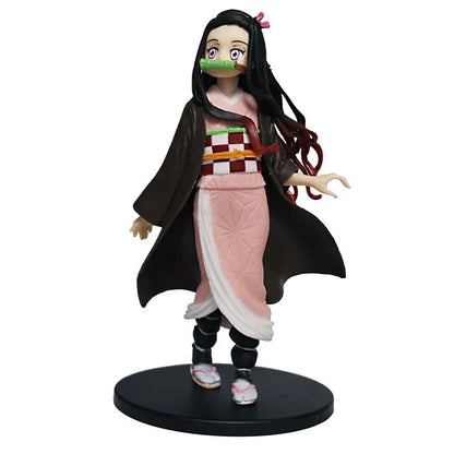 Boneco de Anime Demon Slayer Kimetsu No Yaiba Tanjiro Nezuko Zenitsu Figurine Inosuke Guerreiro Bonecos de Ação Colecionáveis Brinquedo Modelo
