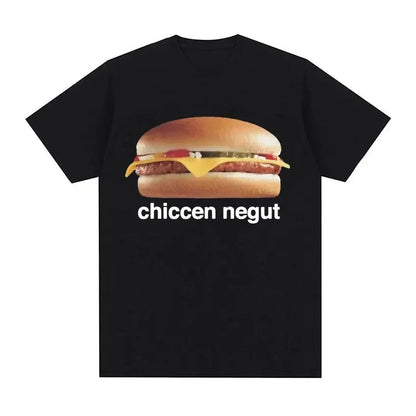 Chiccen Negut Funny Pattern T-shirt Unisex Fashion Casual High Quality T-shirt O-Neck Loose T-shirt Soft Breathable Tee Tops