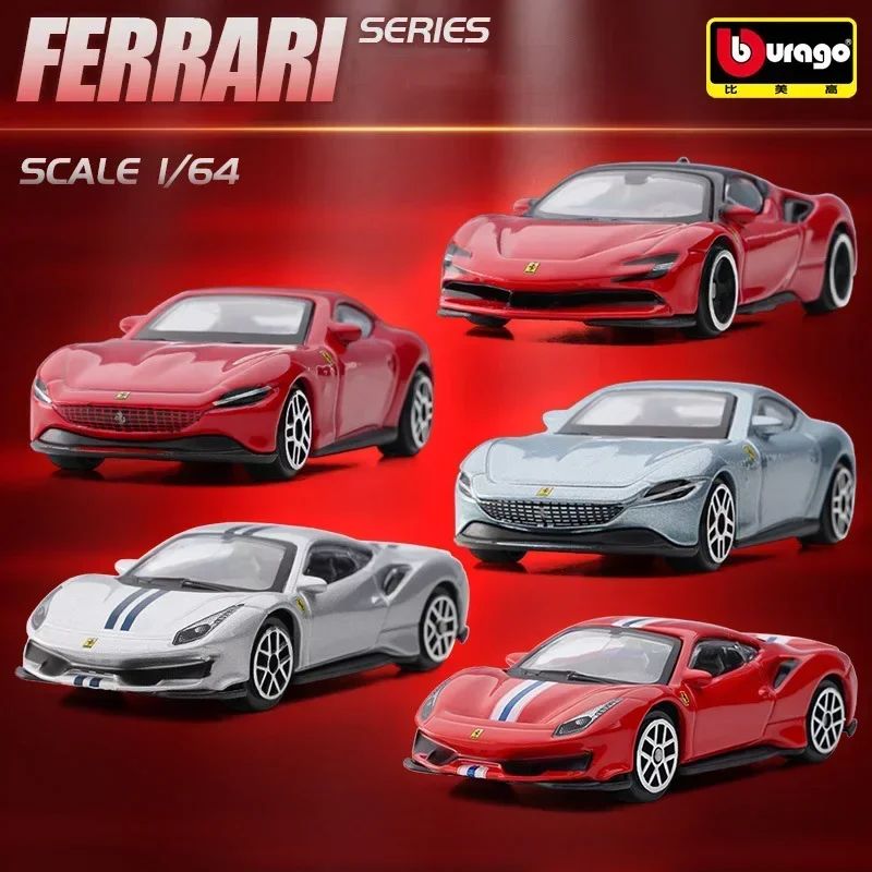 Burago 1:64 Ferrari Series SF90 488P Roma F430 F12 Liga de Carro Modelo Brinquedos Infantis Coleção de Presentes de Férias Modelo de Carro Atacado