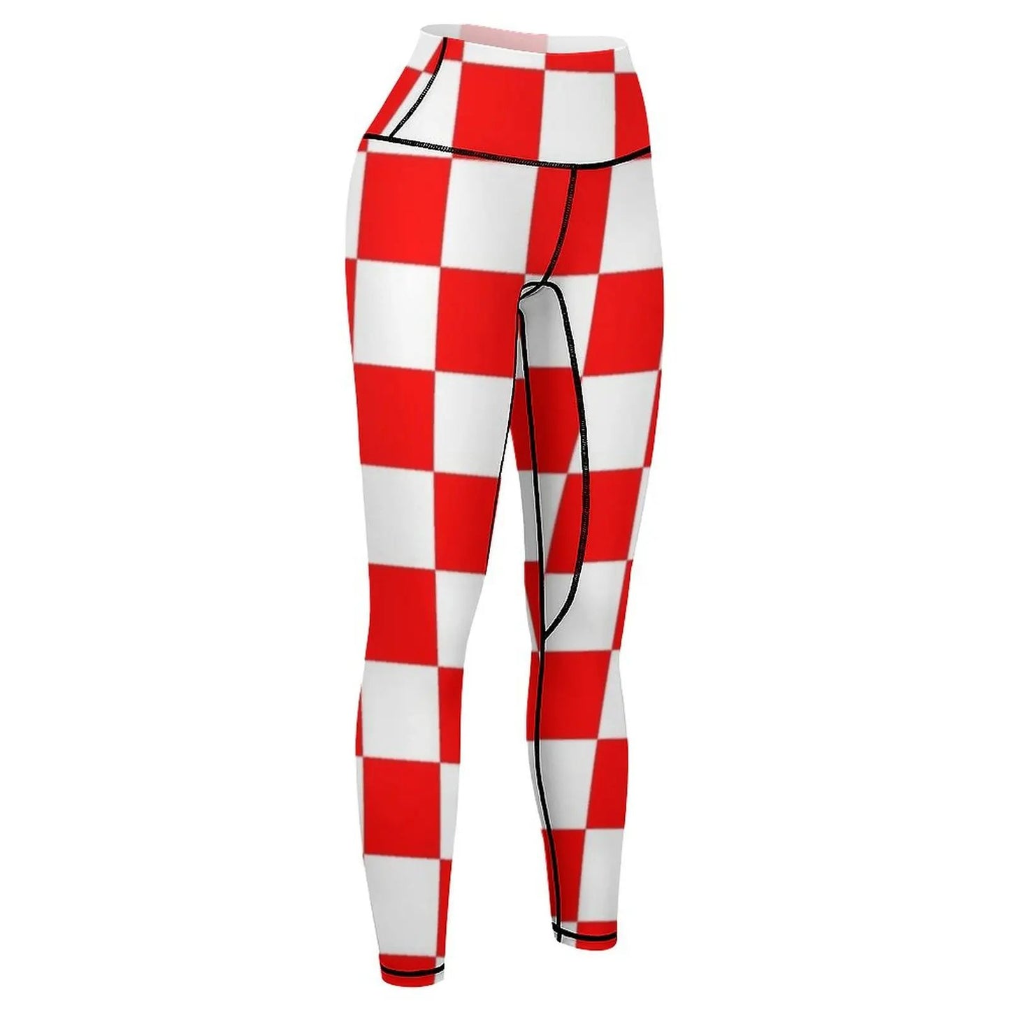 Red and White Checkered Leggings sport set active wear Women's fitness sportswear gym Womens Leggings