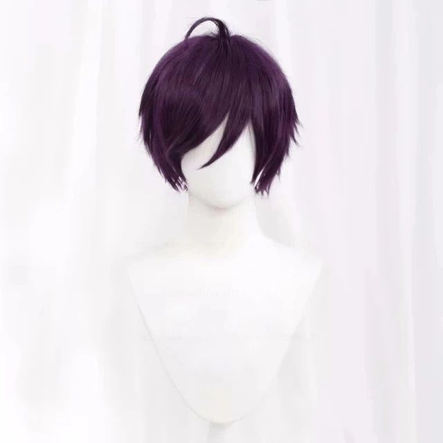 Synthetic Short Straight Cosplay Wig White Green Purple Brown Black Blue Gray Orange Red Fluffy Heat Resistant Hair Anime Wigs
