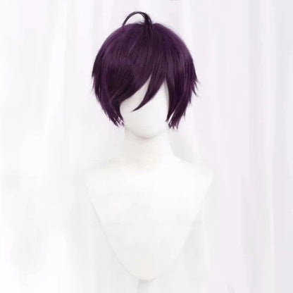 Synthetic Short Straight Cosplay Wig White Green Purple Brown Black Blue Gray Orange Red Fluffy Heat Resistant Hair Anime Wigs