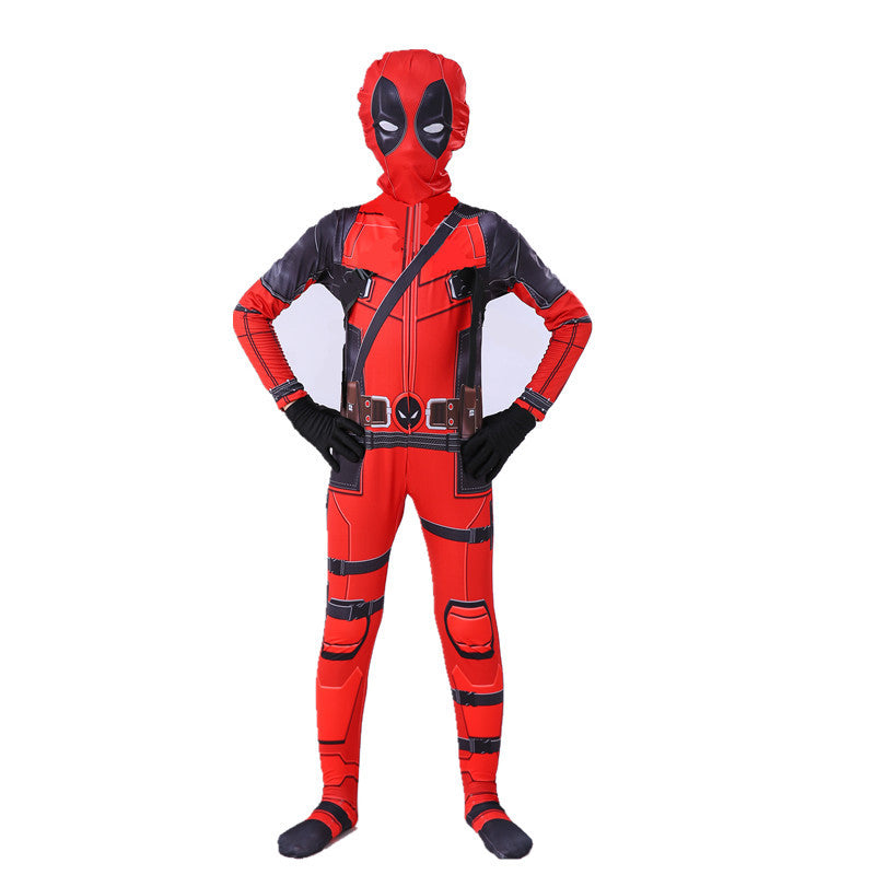 Kids cosplay Costume Boys  Superhero Deadpool  mask suit Jumpsuit Bodysuit Halloween party Costume For boy girls
