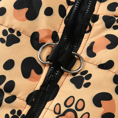 Dog Jacket Winter Warm Clothes For Small Medium Dogs Cats Leopard Print Pet Puppy Coat With D-ring Chihuahua Yorkie Pug Outfits