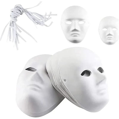 1/8pcs DIY White Masks Halloween Paper Mache Full Face Paintable Cosplay Craft Party Supplies Unisex Face Cover Costume Prop