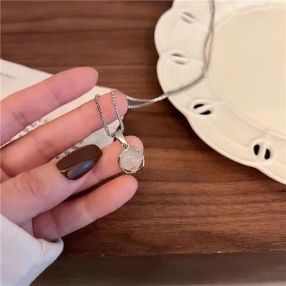 Colar de Prata Esterlina 925 com Zircônia Redonda Estilo Minimalista Charm Choker Pingente Presente de Festa para Joias Finas Femininas
