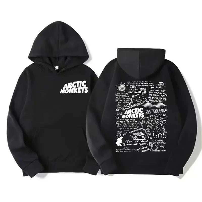 Retro Rock Arctic Monkey Music Band Men Plussize Hooded Sweatshirt Retro Y2k Hip Hop Punk Heavy Metal Street Casual Clothing Top