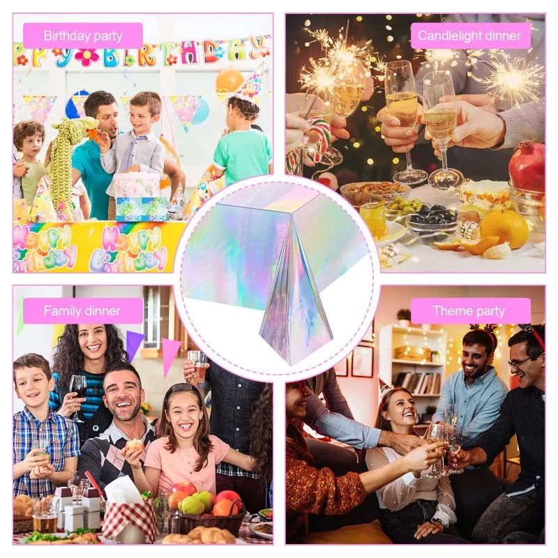 Tablecloth For Table Nappe De Table Tablecloth Birthday Iridescent Disco Party Decor Shiny Laser Holographic Disposable Covers