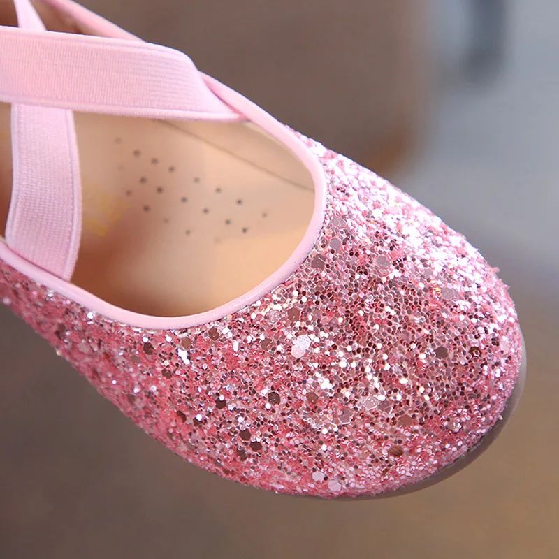 2025 Girls Ballet Flats Dance Party Girls Shoes Fashion Crystal Shoes Bling Princess Performnce 5-12 Years Kids Shoes CSH1173