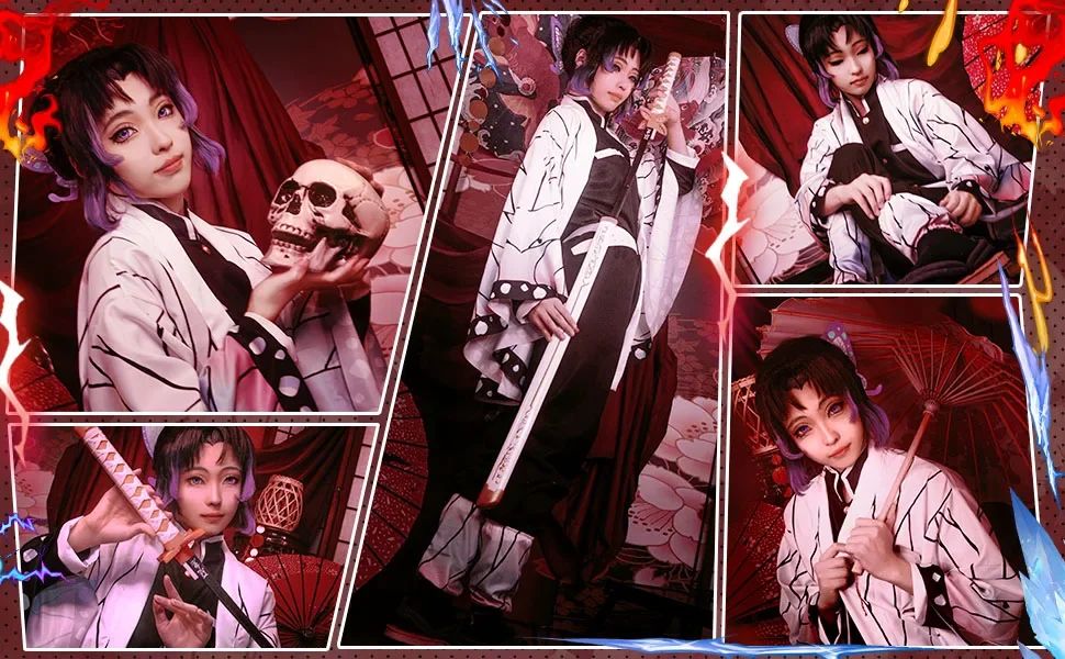 Anime Demon Slayer Kochou Shinobu Cosplay Costume Kimetsu No Yaiba Kochou Uniforms Wigs Hairs Halloween For Kids Adult Cos Party
