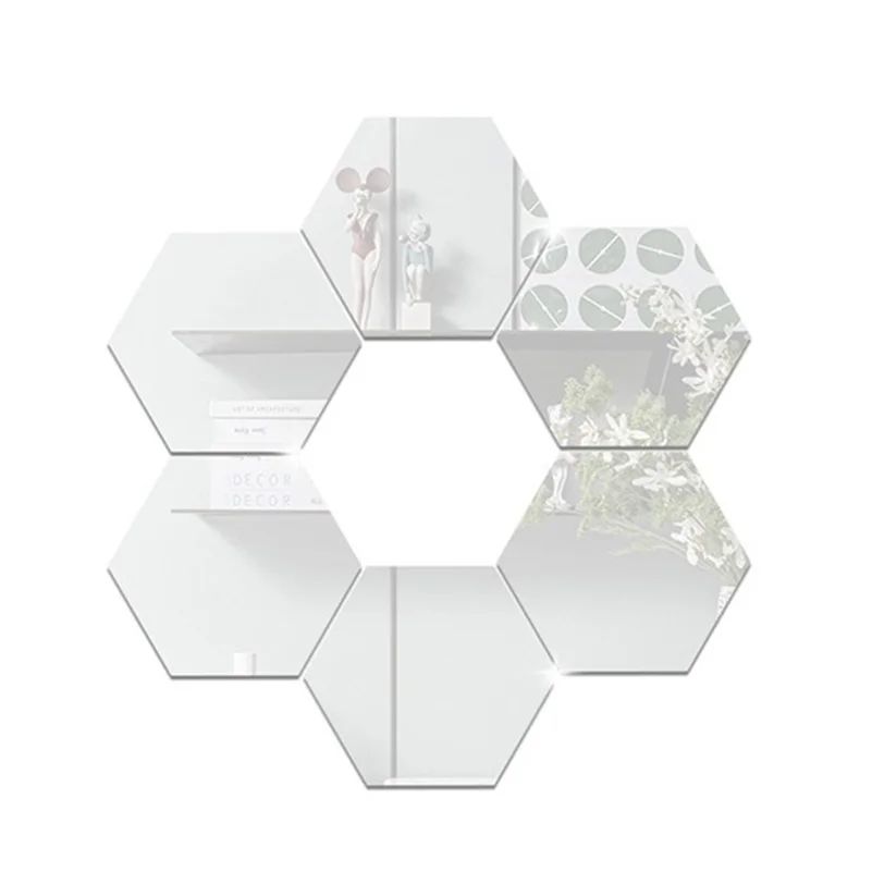 3/6/12pcs 3D Hexagon Mirror Wall Sticker DIY TV Background Living Room Stickers Wall Decor Bedroom Bathroom Home Decoration