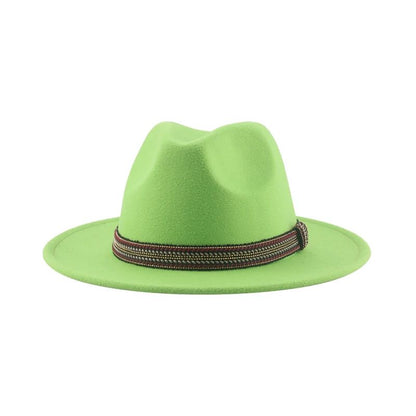 Chapéu Feminino Fedora de Feltro Sólido Casual Chapéu de Inverno Feminino Bonés Masculinos Faixa Panamá Preto Cáqui ????? ??????? Sombrero