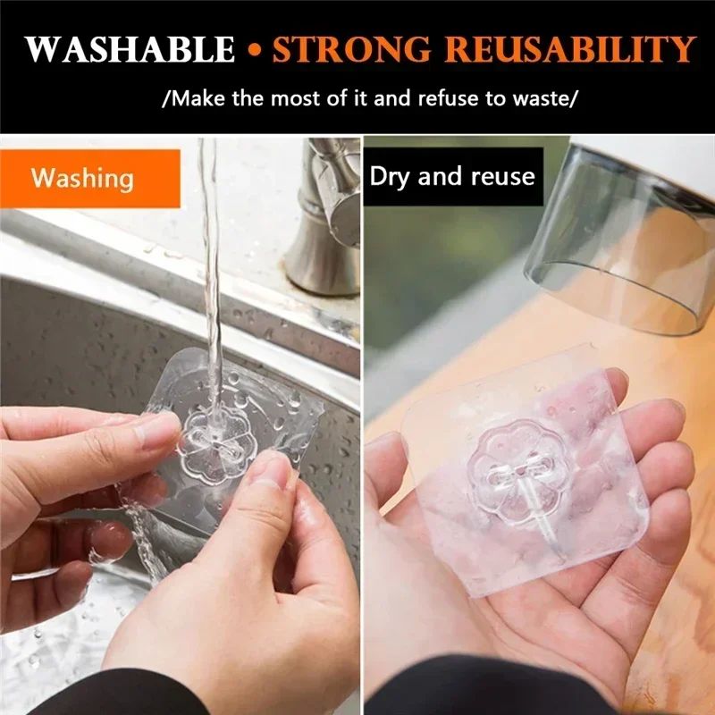 100PcsTransparent Self adhesive wall hooks Multi-Purpose Wall Hook Key Holder Towel Holder For Kitchen Bathroom Accessories