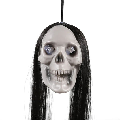 1pc Halloween Hanging Long Hair Ghost Skeleton Pendant LED Light-emitting Horror Bar Haunted House Decoration Party Supplies