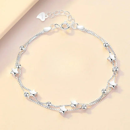 Niche Design Star Chain Tassel Bracelet for Women Fantasy Blue Crystal Beads Elastic Rope Bracelet Best Friend Jewelry Gifts