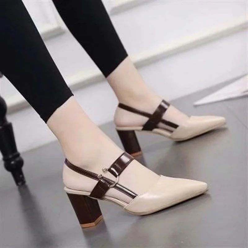 Women's Shoes Trend 2024 Shoe Genuine Leather Medium Heel Block Heels Mirror Luxury Designer Chunky Sandals Ladies Sexy Sandal