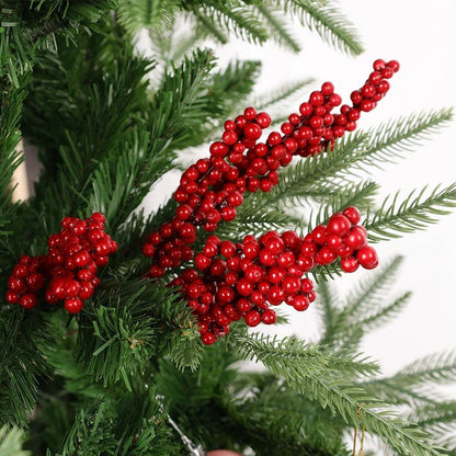 Christmas Artificial Red Berries Branch Fake Plants Flowers Holly Berry Stamen Wreath Ornaments for Xmas Tree Party Home Decor
