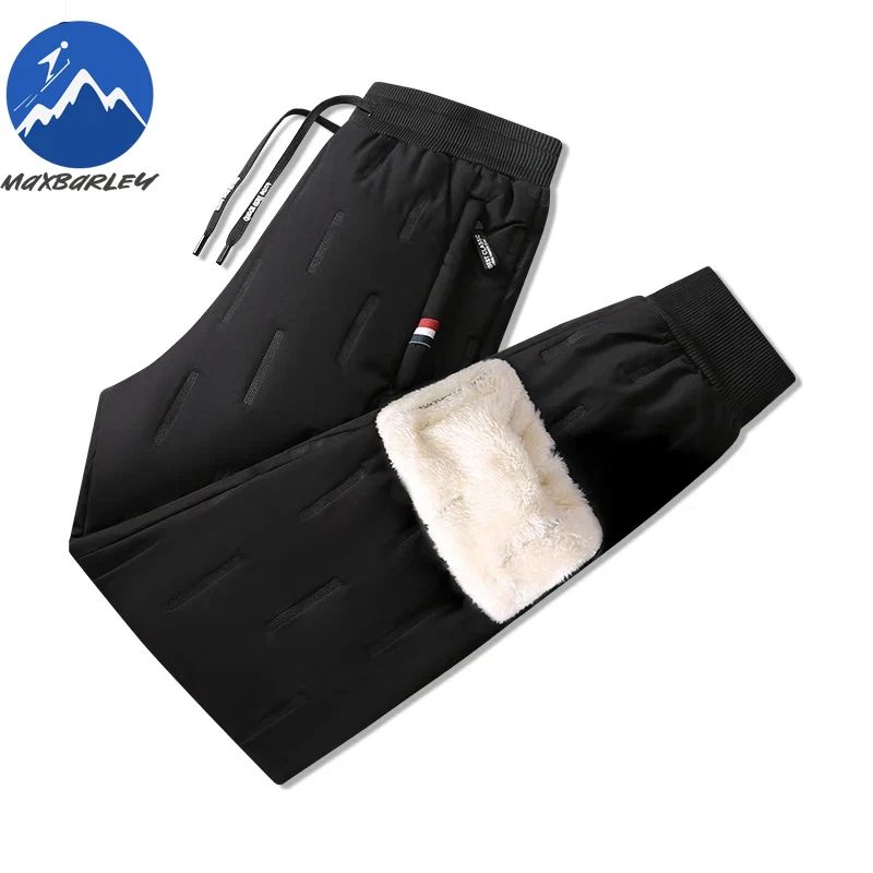 Calça Masculina de Algodão Acolchoada para o Inverno, Moda Masculina, Pelúcia Grossa, Lã, Calça Esportiva, 7XL, Casual, Impermeável, À Prova de Frio, Calça Masculina de Corrida para Baixo