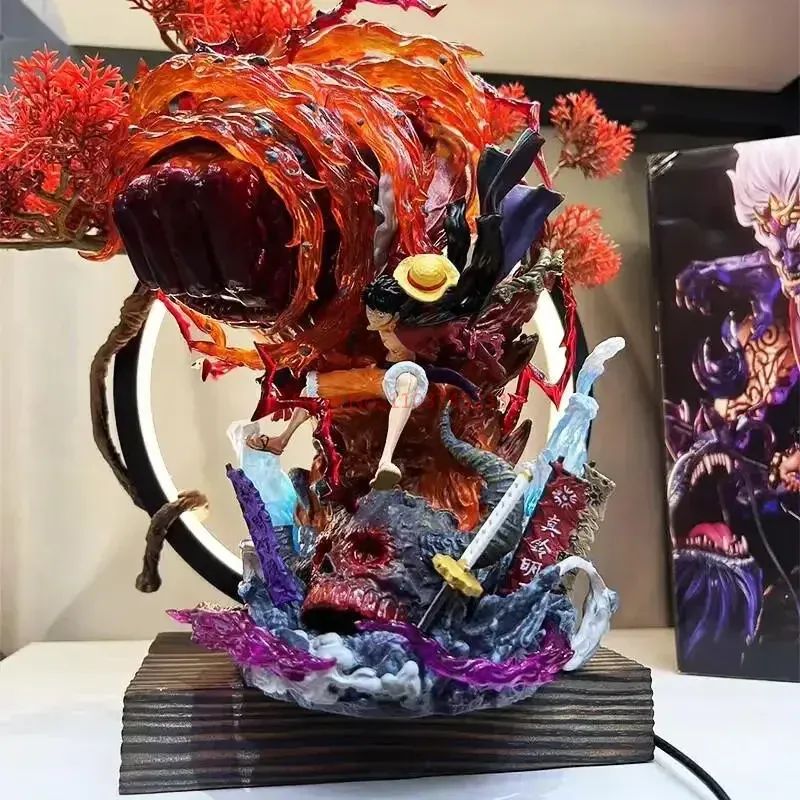 One Piece Gk Boneco Anime Luffy Com Led Brinquedos Gear 3 Estatueta Red Roc Pvc Estátua Modelo Colecionável Decoração Presente de Aniversário