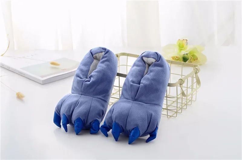 Tiger Animal Paw Slippers For Boy Girl Unisex Kids Cute Monster Claw Slippers Cartoon Soft Plush Warm Home Slippers Child Shoes