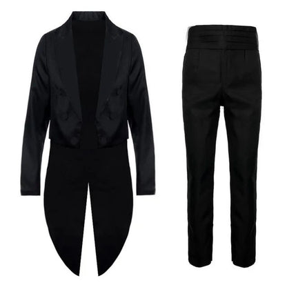 2pcs Men's Classics Tuxedo Suits Set Black Formal Tailcoat for Man Women Fashion Party Wedding Prom Clothing (Jacket+Pants)