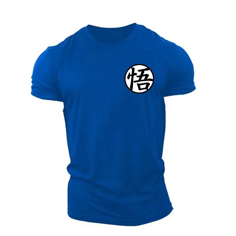 Official Dragon Ball Goku Training T-Shirt Men's Red/Black/White Cotton Tee with Kanji Chest Print Martial Arts Style