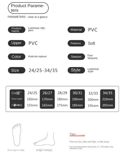 New Cute Luminous Kids Slippers Crystal Shoes Sparkling Lights Boys Girls Will Cartoon Glowing Cute Baby Cool Indoor Outdoor