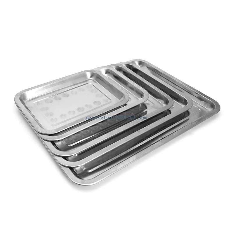Stainless Steel Rectangular Plate Barbecue Grilled Fish Tray BBQ Container