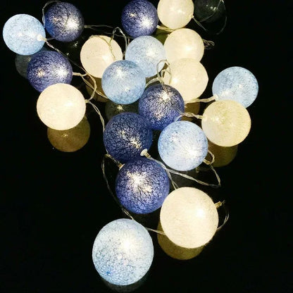 10/20LED Cotton Balls String Lights Battery Powered Fairy Garland Lighting Strings Holiday Wedding Party Decoration Birthday