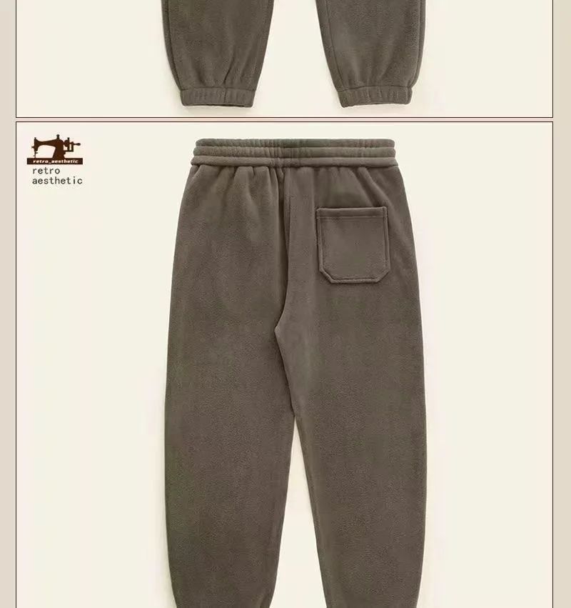 Double-Sided Zippered Fleece Pants For Men Thickened Winter Warm Sweatpants Casual Loose Fit Outerwear Trousers