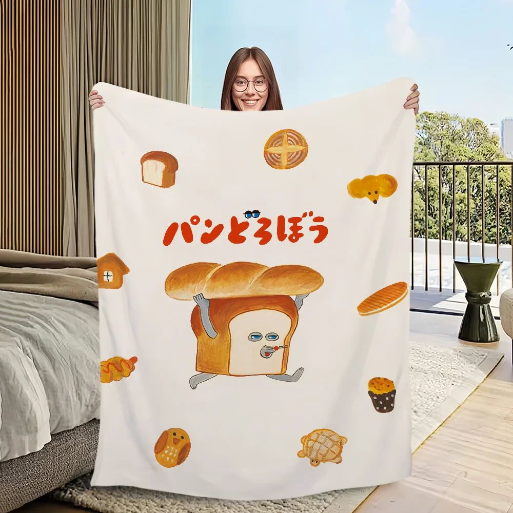 Flannel warm comfort  soft Picture plush Breads Thief blanket for sofa living room office bedroom travel book gift