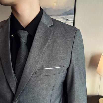 LIBIELIY High Quality Fashion Business Casual (suit + Vest + Trousers) British Style European And American Wedding Dress Three-p