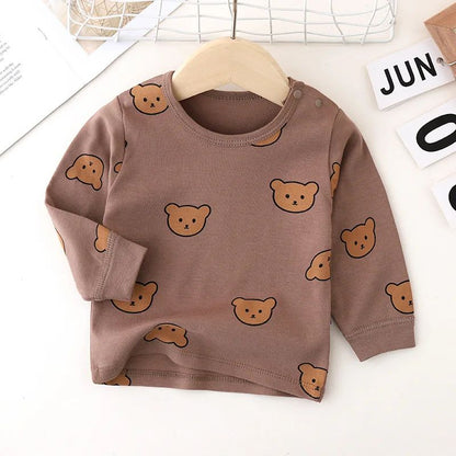 0-3T Baby Cotton Top Pant Suit Newborn Kid Boys Girls Clothes Set Long Sleeve Pj Set Cute Sweet Sleepwear Pajamas Set Outfit