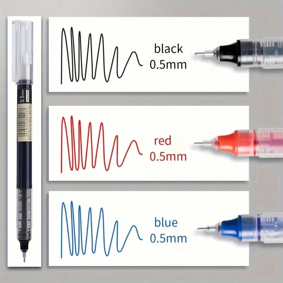 10PCS Gel Ink Pens – 0.5mm Fine Tip Writing Pens For Office & School (Black / Blue / Red)