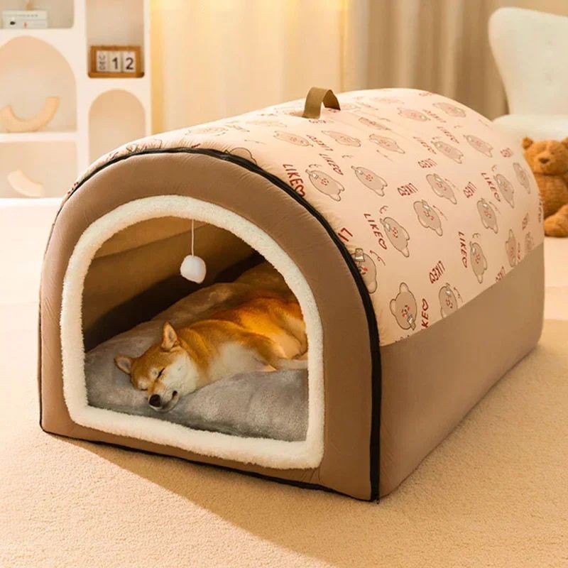 Casa de Cachorro Quente de Inverno Cama para Dormir para Animais de Estimação Destacável para Cães e Gatos de Pequeno e Médio Porte Canil Macio Antiderrapante Ninho para Filhotes e Gatinhos