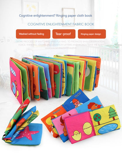Livros de Pano Macios para Bebês com Som de Chocalho, Livros Silenciosos de Animais para Bebês, Brinquedos Educacionais de Aprendizagem Precoce para Bebês de 0 a 12 Meses, à Prova de Rasgos