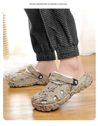 Men's Cotton Slippers Winter Thick Bottom Fleece Lined Warm Home EVA Comfortable Head Covered Slippers Roman Style Sandals