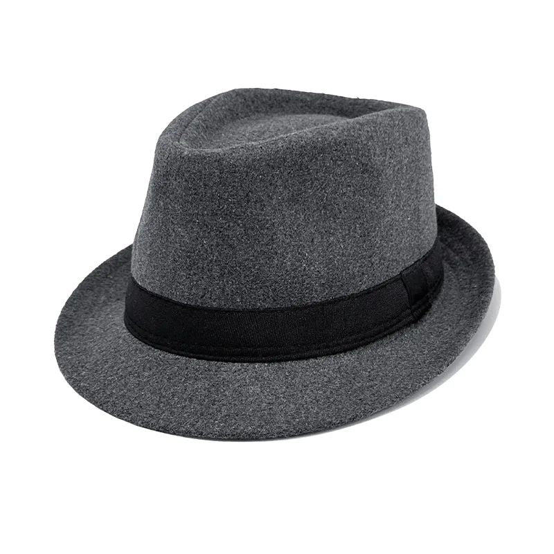 New Fashion Casual Topper for Men British Fashion Black Jazz Hat Wool Versatile Middle-aged Elderly Hat Elegent Trend Fedoras