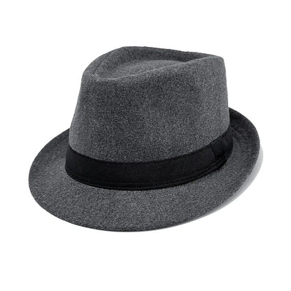 New Fashion Casual Topper for Men British Fashion Black Jazz Hat Wool Versatile Middle-aged Elderly Hat Elegent Trend Fedoras