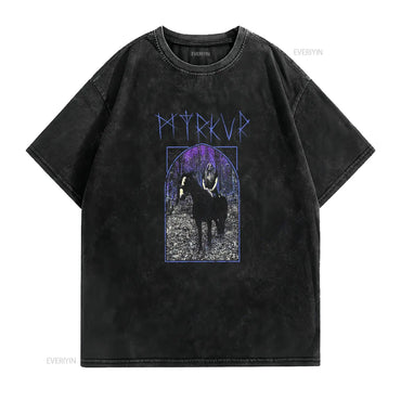 myrkur juniper T Shirt vintage Washed homme Stylish Unisex graphic designer clothes streetwear fashion Slightly Breathable