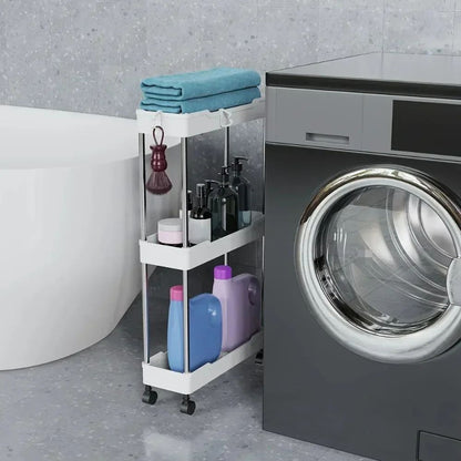 Bathroom Storage Rack with Wheels 3/4 Layer Rolling Utility Cart Bathroom Storage Organizer Multi-purpose Utility Cart